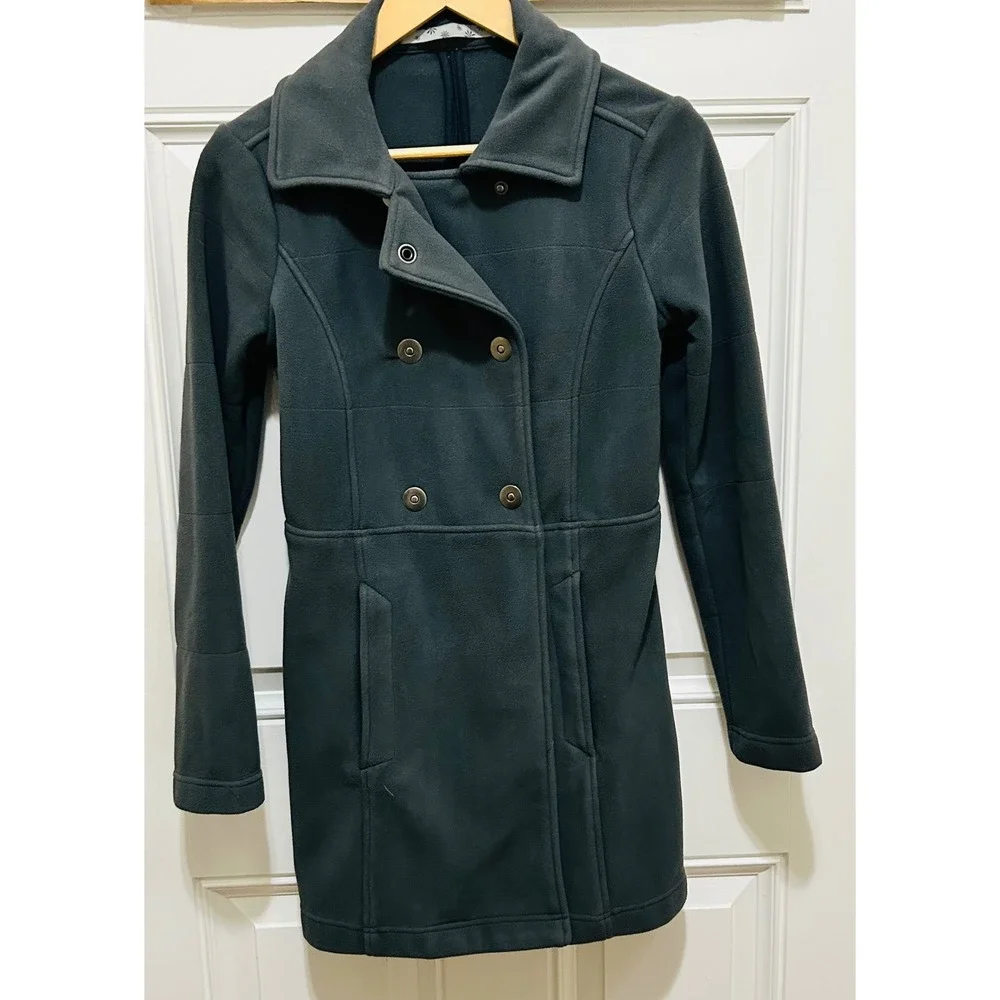 Athleta Fleece Double Breasted Switchback Coat Jacket‎ Snap Button Womens XS